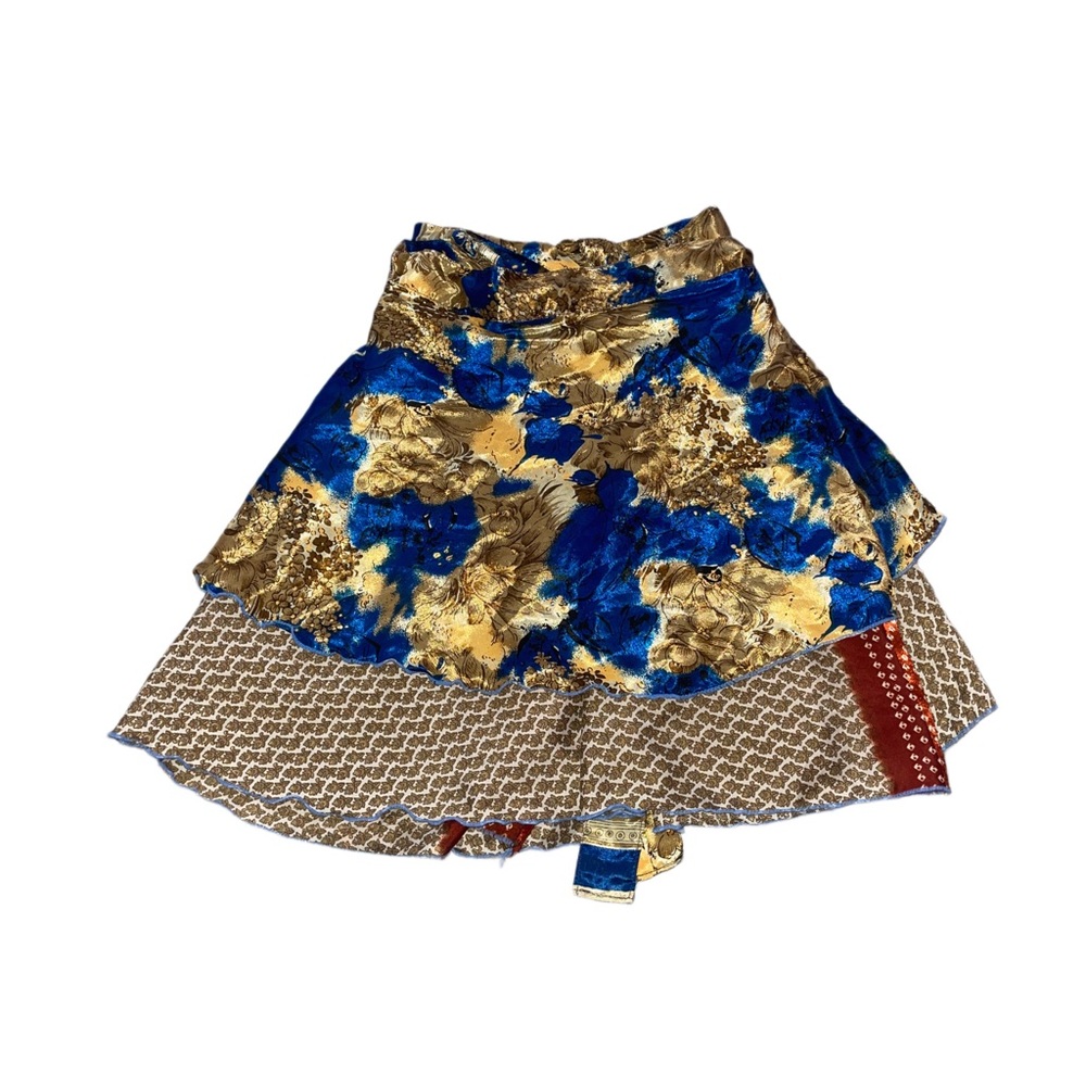 reversible silk-style floral tie skirt